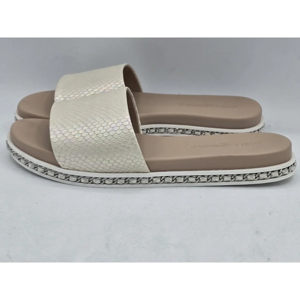 Karl Lagerfeld Paris Women's Billisnake Slide Sandal Slip on iridescent Sz 7.5 M